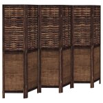 Vidaxl cloison de s�paration 6 panneaux marron fonc� paulownia massif