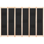 Vidaxl cloison de sparation 6 panneaux noir 240 x 170 x 4 cm tissu
