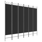 Vidaxl cloison de sparation 6 panneaux noir 240x200 cm tissu