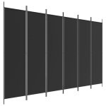 Vidaxl cloison de s�paration 6 panneaux noir 300x200 cm tissu