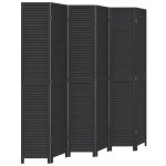 Vidaxl cloison de sparation 6 panneaux noir bois de paulownia massif