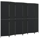 Vidaxl cloison de s�paration 6 panneaux noir r�sine tress�e