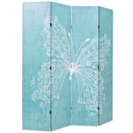 Vidaxl cloison de sparation pliable 160 x 170 cm papillon bleu