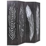 Vidaxl cloison de séparation pliable 160 x 170 cm plumes noir et blanc Vidaxl cloison de séparation pliable 160 x 170 cm plumes noir et blanc