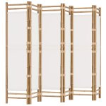 Vidaxl cloison de sparation pliante 6 panneaux 240 cm bambou et toile