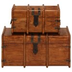 Vidaxl coffre de rangement 2 pcs bois d'acacia solide et finition miel