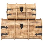 Vidaxl coffres de rangement 2 pcs bois de manguier massif