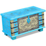 Vidaxl coffre de rangement bois de manguier bleu 80 x 40 x 45 cm