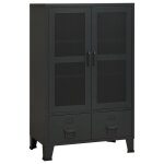 Vidaxl coffre de rangement industriel noir 70x40x115 cm mtal