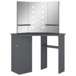 Vidaxl coiffeuse d'angle avec led gris 111x54x141, 5 cm