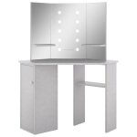 Vidaxl coiffeuse d'angle avec led gris bton 111x54x141, 5 cm