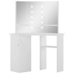 Vidaxl coiffeuse d'angle table de maquillage lumire led blanc clair