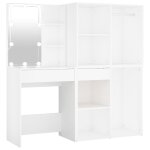Vidaxl coiffeuse � led avec 2 armoires blanc bois d'ing�nierie
