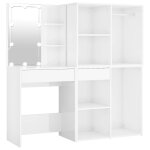 Vidaxl coiffeuse à led et 2 armoires blanc brillant bois d'ingénierie Vidaxl coiffeuse à led et 2 armoires blanc brillant bois d'ingénierie