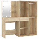 Vidaxl coiffeuse � led avec 2 armoires ch�ne sonoma bois d'ing�nierie