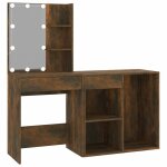 Vidaxl coiffeuse � led avec armoire ch�ne fum� bois d'ing�nierie