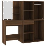 Vidaxl coiffeuse � led avec armoires ch�ne marron bois d'ing�nierie