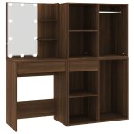 Vidaxl coiffeuse  led avec armoires chne marron bois d'ingnierie