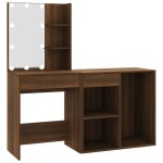 Vidaxl coiffeuse  led avec armoire chne marron bois d'ingnierie