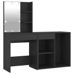Vidaxl coiffeuse  led avec armoire noir bois d'ingnierie
