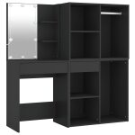 Vidaxl coiffeuse  led avec armoires noir bois d'ingnierie