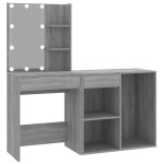 Vidaxl coiffeuse  led avec armoire sonoma gris bois d'ingnierie