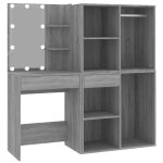 Vidaxl coiffeuse  led avec armoires sonoma gris bois d'ingnierie