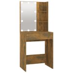 Vidaxl coiffeuse avec led ch�ne fum� 60x40x140 cm