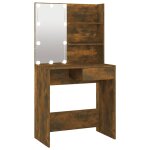 Vidaxl coiffeuse avec led chne fum 74, 5x40x141 cm