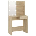Vidaxl coiffeuse avec led ch�ne sonoma 74, 5x40x141cm bois d'ing�nierie