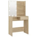 Vidaxl coiffeuse avec led chêne sonoma 74, 5x40x141cm bois d'ingénierie Vidaxl coiffeuse avec led chêne sonoma 74, 5x40x141cm bois d'ingénierie
