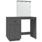 Vidaxl coiffeuse avec led gris 95x50x133, 5 cm bois de pin massif Vidaxl coiffeuse avec led gris 95x50x133, 5 cm bois de pin massif