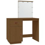 Vidaxl coiffeuse avec led marron miel 95x50x133, 5cm bois de pin massif Vidaxl coiffeuse avec led marron miel 95x50x133, 5cm bois de pin massif