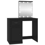 Vidaxl coiffeuse avec led noir 90x50x132, 5 cm bois d'ingnierie