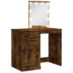 Vidaxl coiffeuse avec lumi�res led ch�ne fum� 90x42x132, 5 cm
