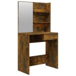 Vidaxl coiffeuse avec miroir chne fum 74, 5x40x141 cm