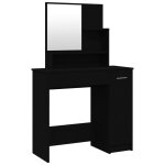 Vidaxl coiffeuse avec miroir noir 86, 5x35x136 cm