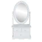 Vidaxl coiffeuse avec miroir pivotant ovale mdf