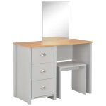 Vidaxl coiffeuse avec miroir et tabouret gris 104x45x131 cm