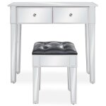 Vidaxl coiffeuse miroir avec tabouret mdf et verre