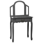 Vidaxl coiffeuse et tabouret gris 65x36x128 cm bois de paulownia mdf Vidaxl coiffeuse et tabouret gris 65x36x128 cm bois de paulownia mdf
