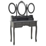 Vidaxl coiffeuse avec tabouret et miroir pliable en 3 gris Vidaxl coiffeuse avec tabouret et miroir pliable en 3 gris
