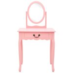 Vidaxl coiffeuse et tabouret rose 65x36x128 cm bois de paulownia mdf