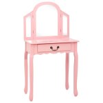 Vidaxl coiffeuse et tabouret rose 65x36x128 cm bois de paulownia mdf Vidaxl coiffeuse et tabouret rose 65x36x128 cm bois de paulownia mdf