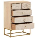 Vidaxl commode 55x30x76 cm bois massif de manguier et fer