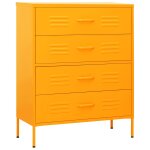 Vidaxl commode jaune moutarde 80x35x101, 5 cm acier
