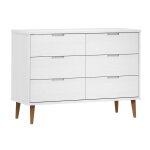 Vidaxl commode molde blanc 113x40x80 cm bois de pin massif