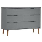Vidaxl commode molde gris 113x40x80 cm bois de pin massif