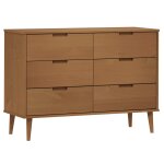 Vidaxl commode molde marron 113x40x80 cm bois de pin massif