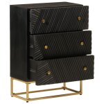 Vidaxl commode noir 55x30x76 cm bois massif de manguier et fer
